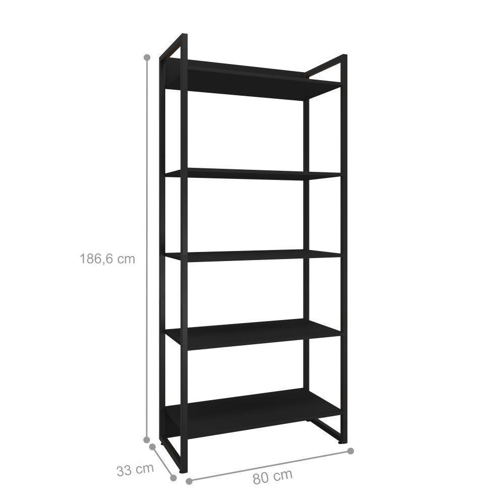 Jogo De Escritorio Estante E Escrivaninha Ade Preto - 6