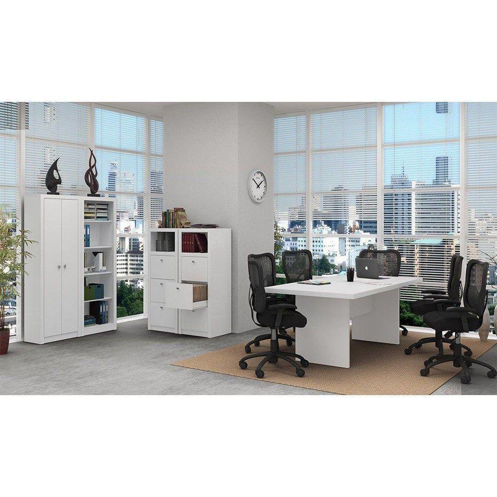 Conjunto Completo Escritório 05 Peças Branco Tecno Mobili - 1