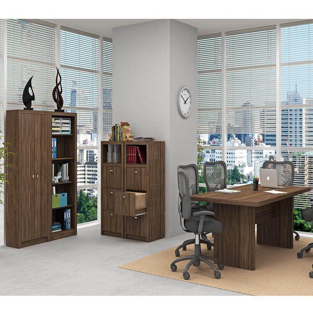 Conjunto Completo para Escritório 5 Peças Nogal Tecno Mobili - 1