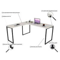 Conjunto Escritório Estilo Industrial Mesa 150x150cm E Estante 60cm 5 Prateleiras - 5