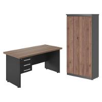 Kit Escrivaninha Com Armario Estónia Noce Preto - 1