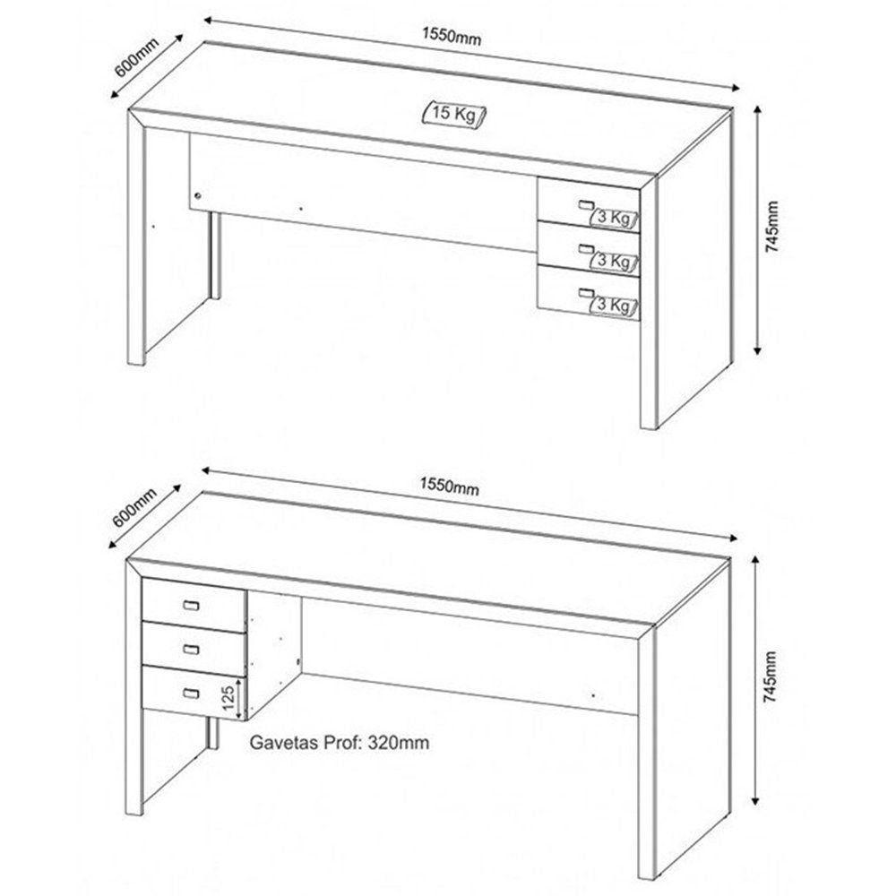 Conjunto para Home Office com 8 Peças Nogal Tecno Mobili - 4