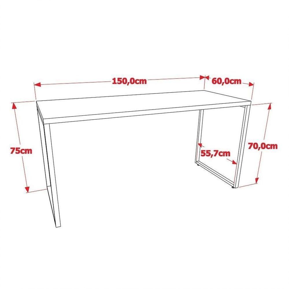 Conjunto Escritório Estilo Industrial Mesa 150cm E Estante 60cm 3 Prateleiras Prisma C08 Snow - 3