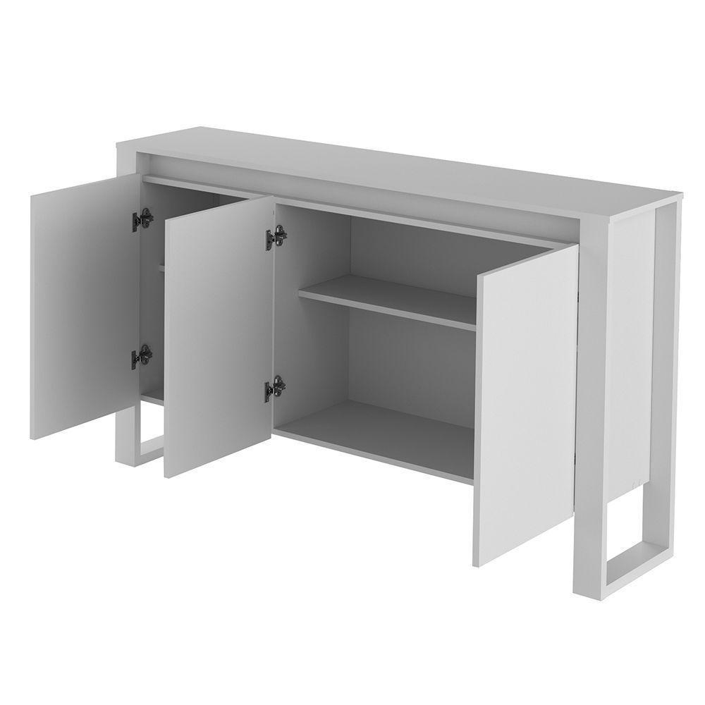 Escritório Completo Com Mesa Angular Armário Alto Balcão E Gaveteiro Moon Mdp Branco - 4