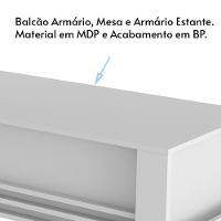 Escritório Completo Com Mesa Armário Alto E Balcão Moon Mdp Branco - 9