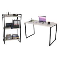 Conjunto Escritório Estilo Industrial Mesa 135cm E Estante 60cm 3 Prateleiras Prisma C08 Snow - 1