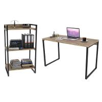 Conjunto Escritório Estilo Industrial Mesa 135cm E Estante 60cm 3 Prateleiras Prisma C08 Carvalho - 1