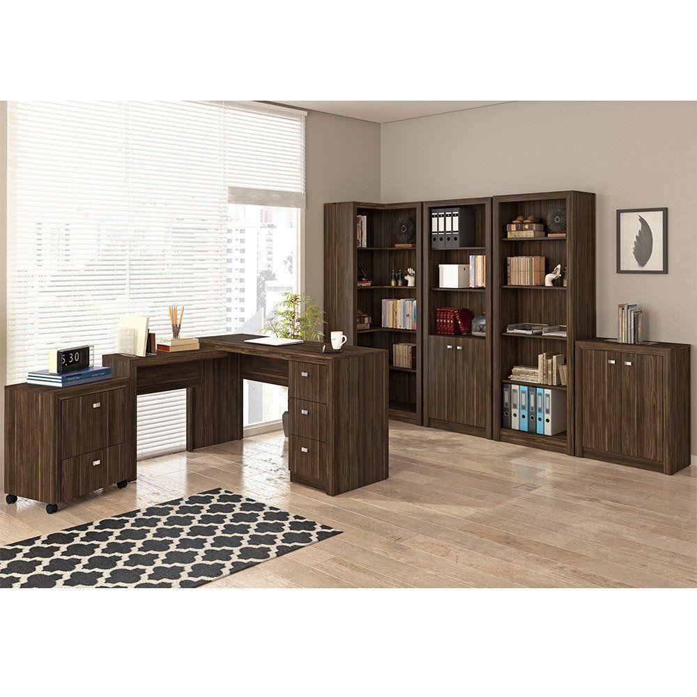 Conjunto Completo para Escritório 6 Peças Nogal Tecno Mobili - 1