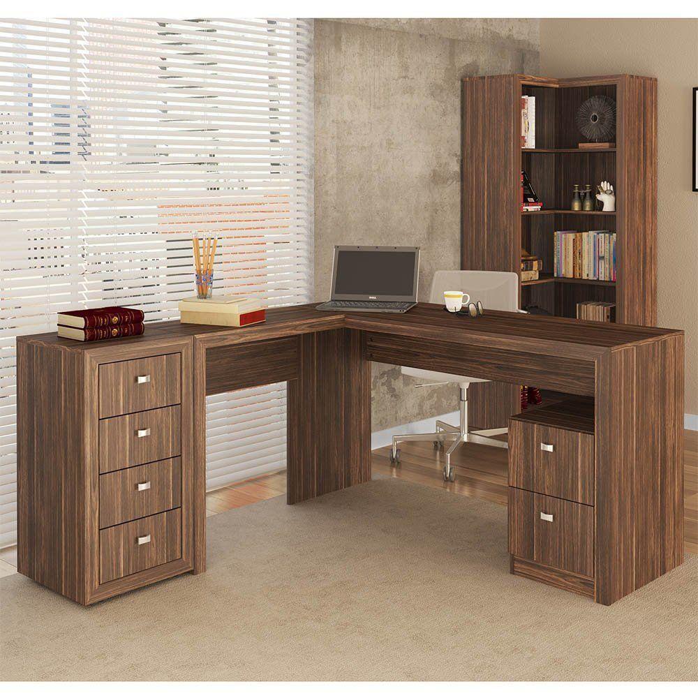 Conjunto para Escritório 3 Peças Nogal Tecno Mobili - 1