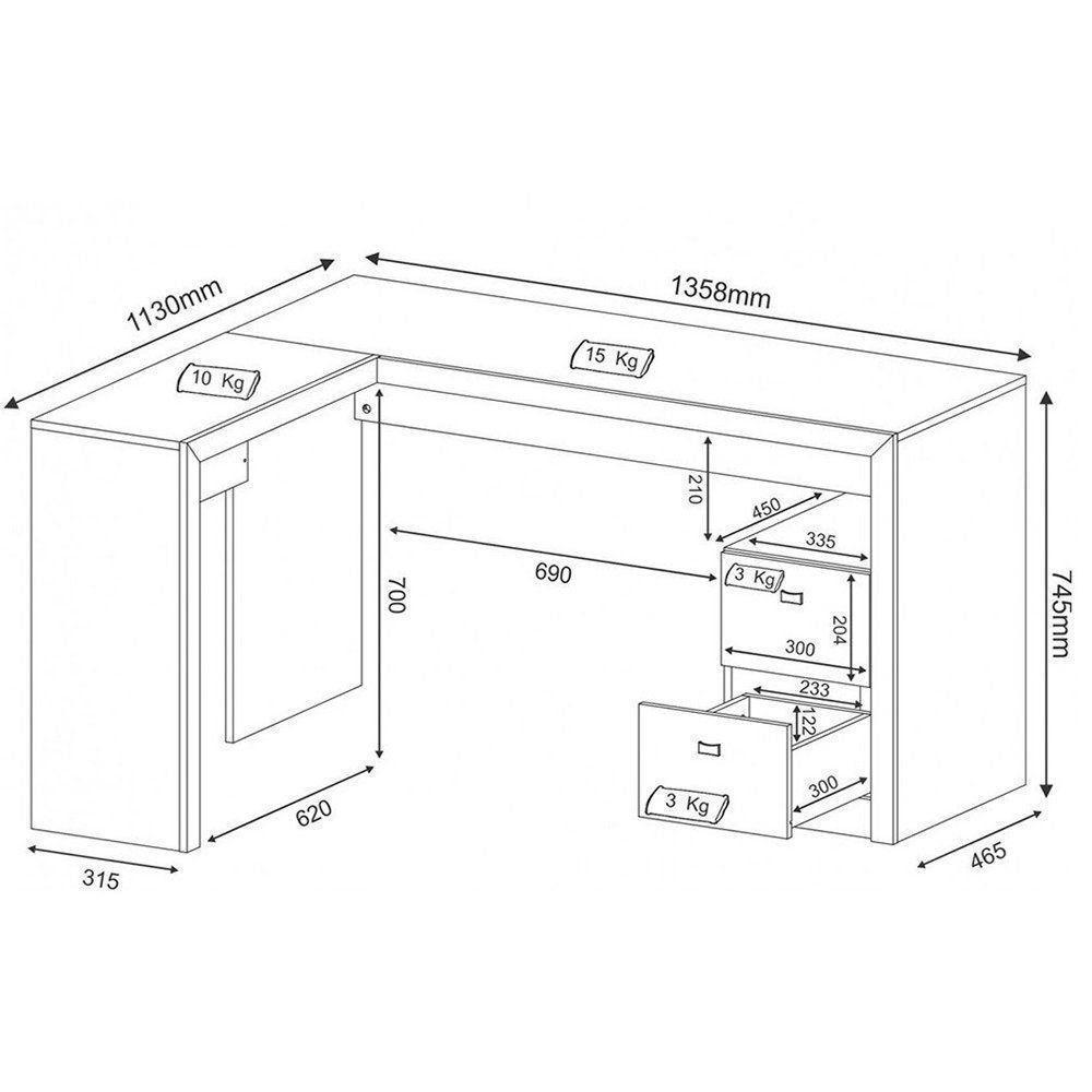 Conjunto para Escritório 3 Peças Nogal Tecno Mobili - 7