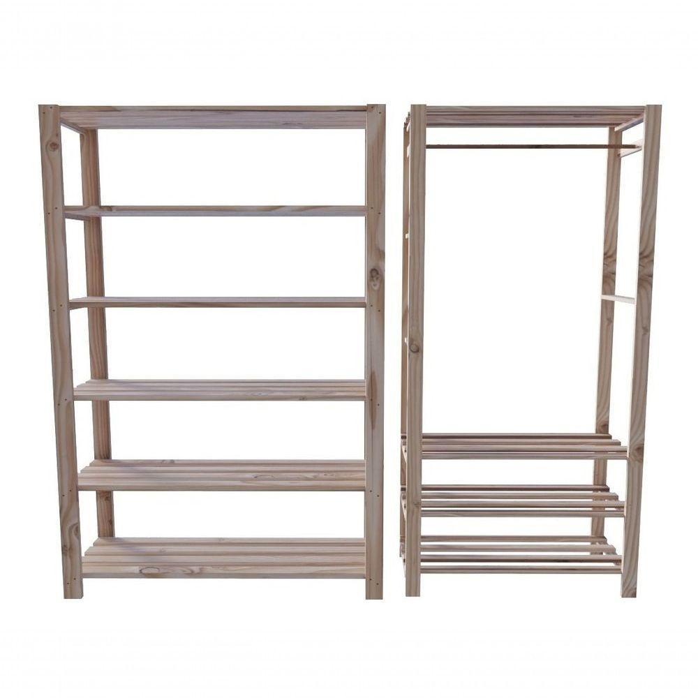 Arara Nova Reforçada E Estante Exclusiva Decorativa Conjunto Design Clássico - 1