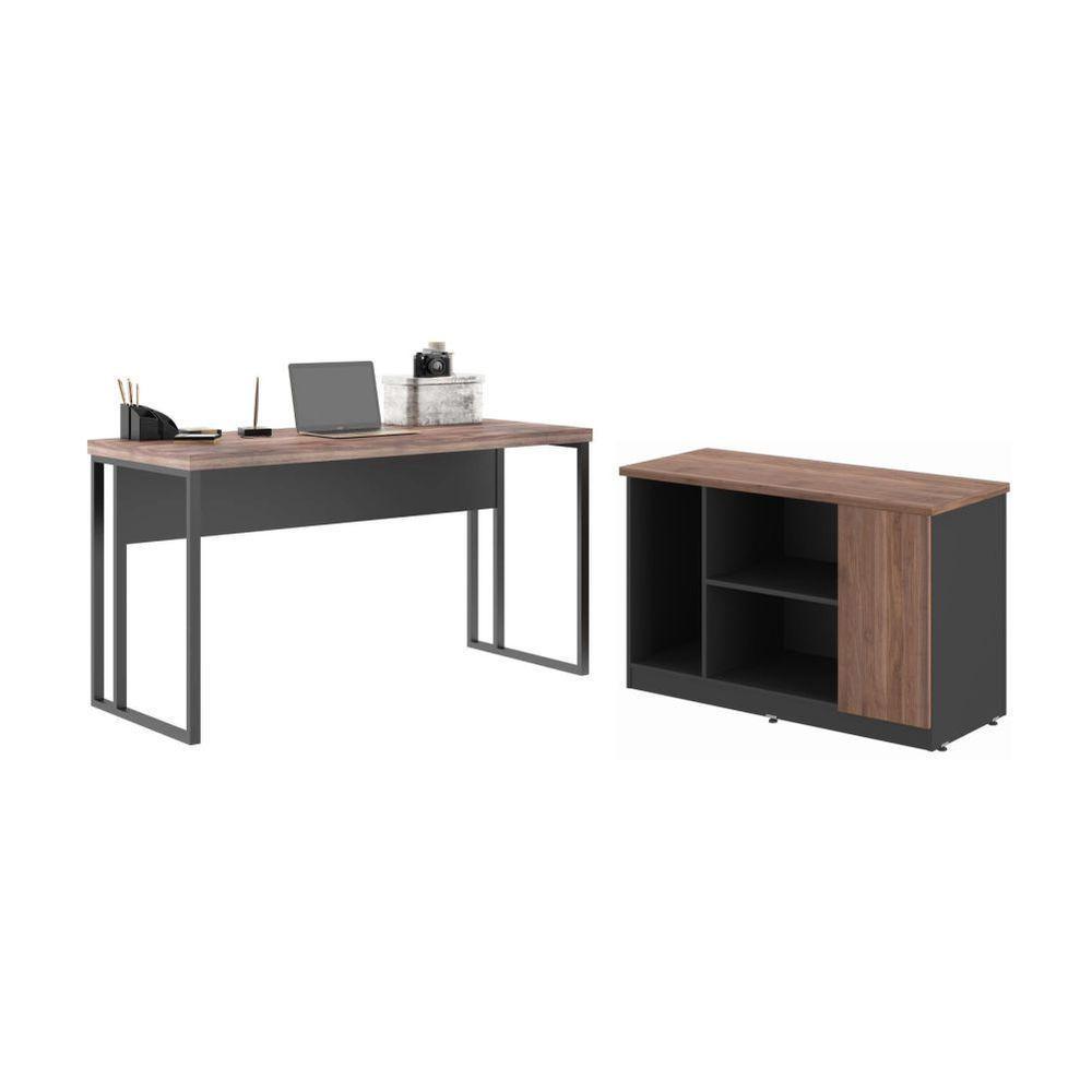 Balcao E Mesa De Computador Benim Noce Preto - 1