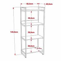 Conjunto Escritório Estilo Industrial Mesa 120cm E Estante 60cm 4 Prateleiras Prisma C08 Nogal - 2
