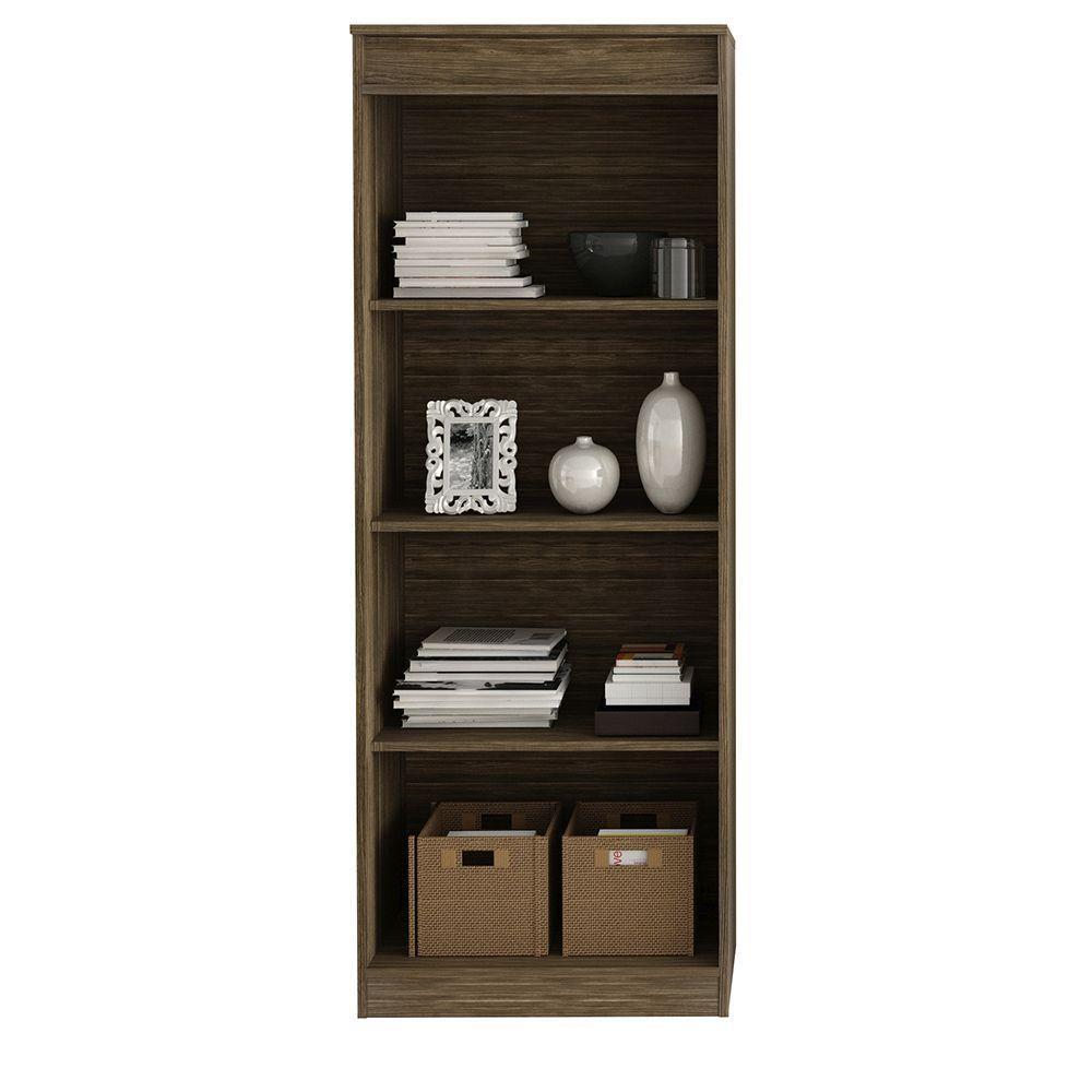 Escritório Completo Com Mesa Armário Alto E Balcão Moon Mdp Nogal - 4