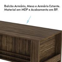 Escritório Completo Com Mesa Armário Alto E Balcão Moon Mdp Nogal - 10
