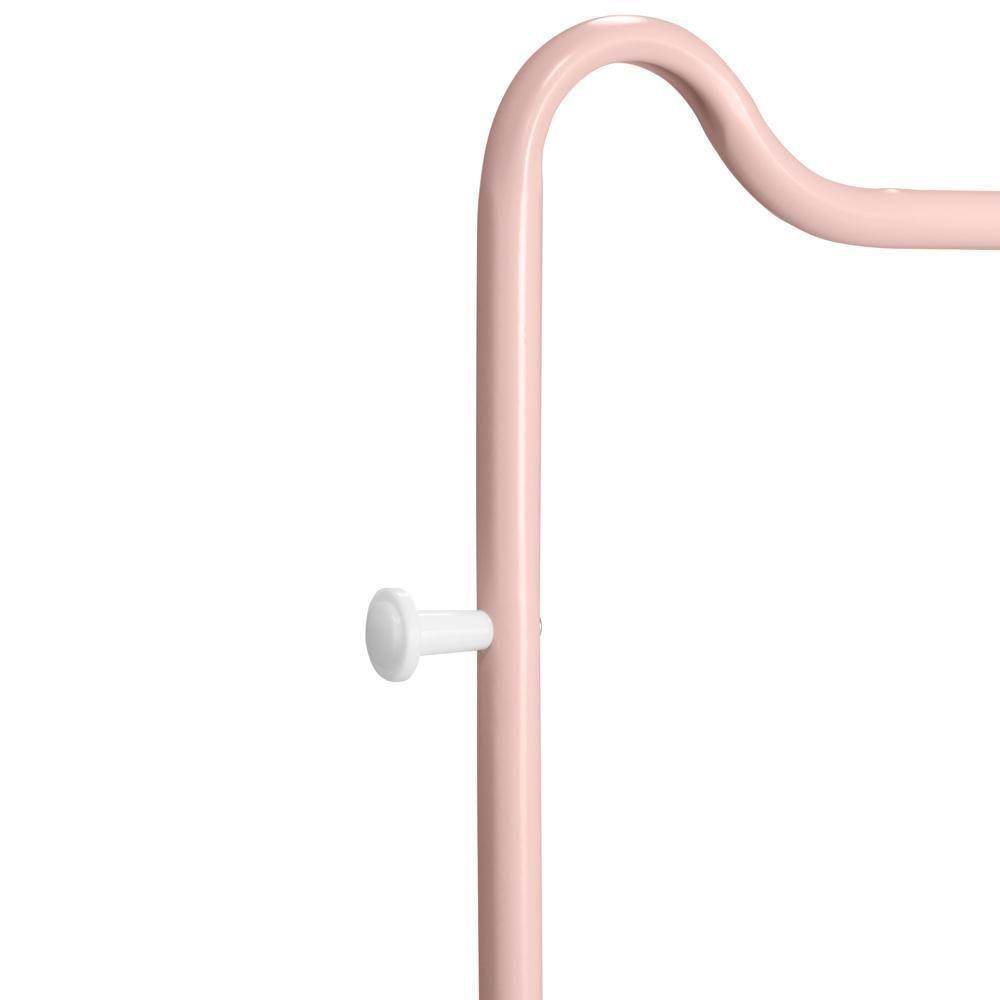 Arara De Roupas Multiuso Com Sapateira E Rodízios Em Ferro - Rosa - 3