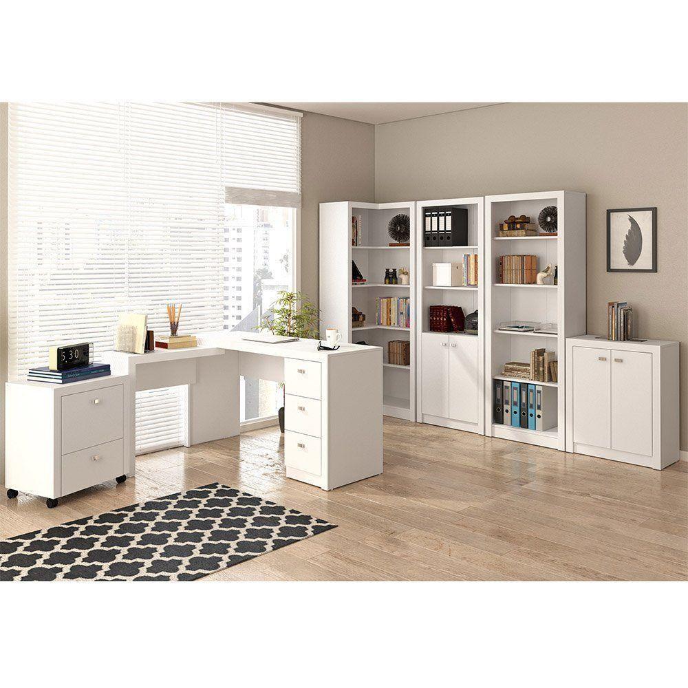 Conjunto Completo Escritório 06 Peças Branco Tecno Mobili - 1