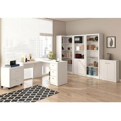 Conjunto Completo Escritório 06 Peças Branco Tecno Mobili