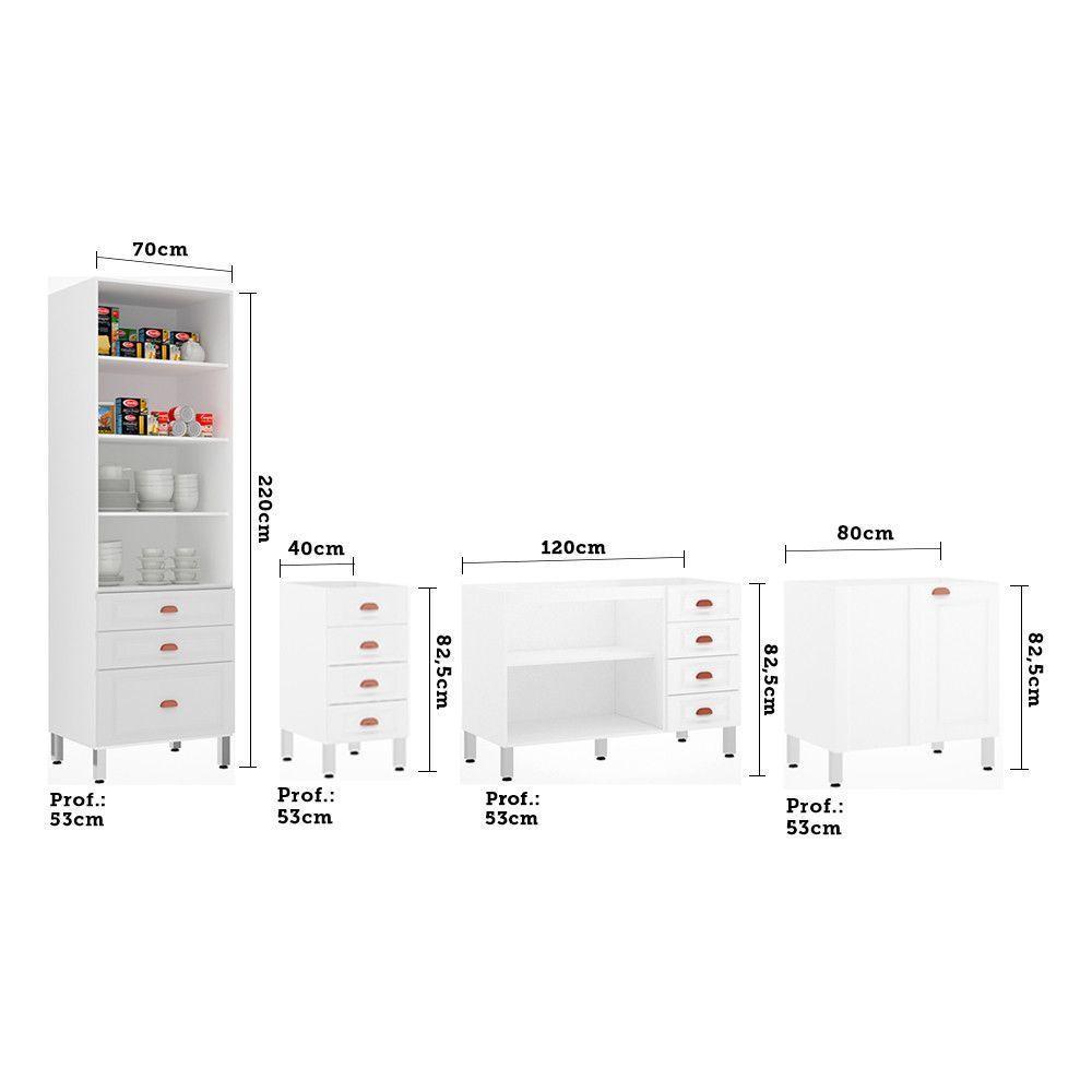 Cozinha Modulada Compacta 4 Peças com Tampo Cristal - 7