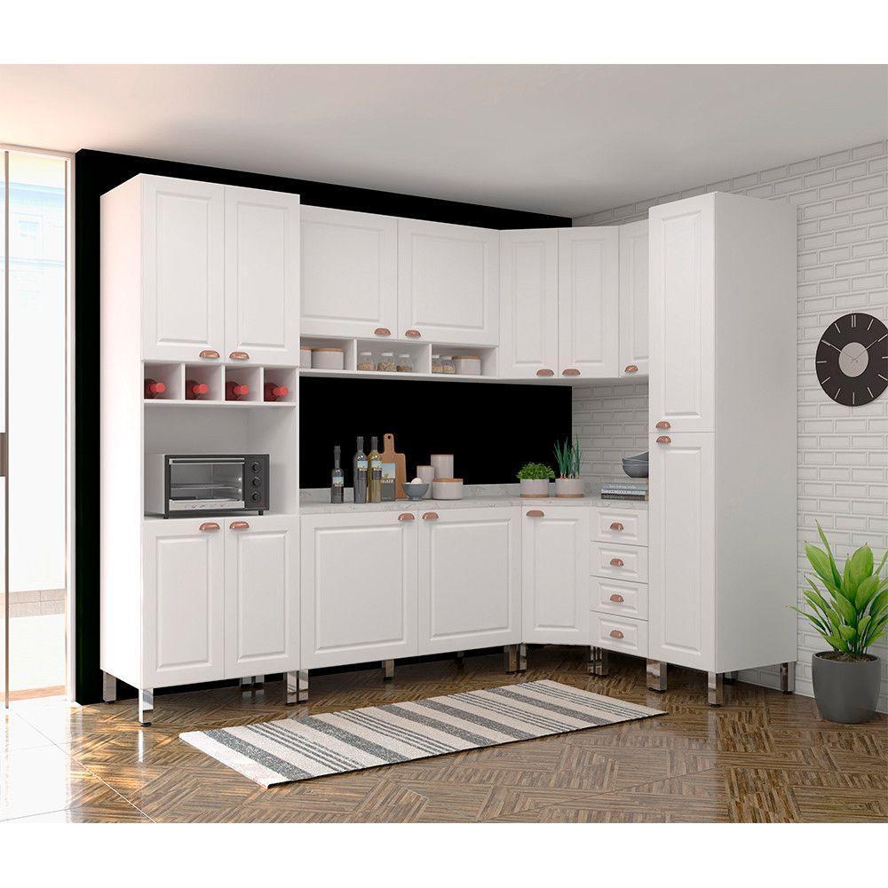 Cozinha Modulada Completa 8 Peças Com Tampo Branco Cristal - 1