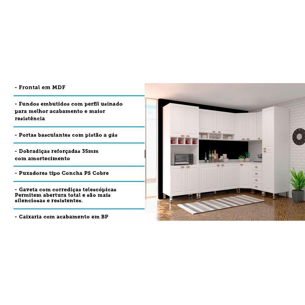 Cozinha Modulada Completa 8 Peças Com Tampo Branco Cristal - 3