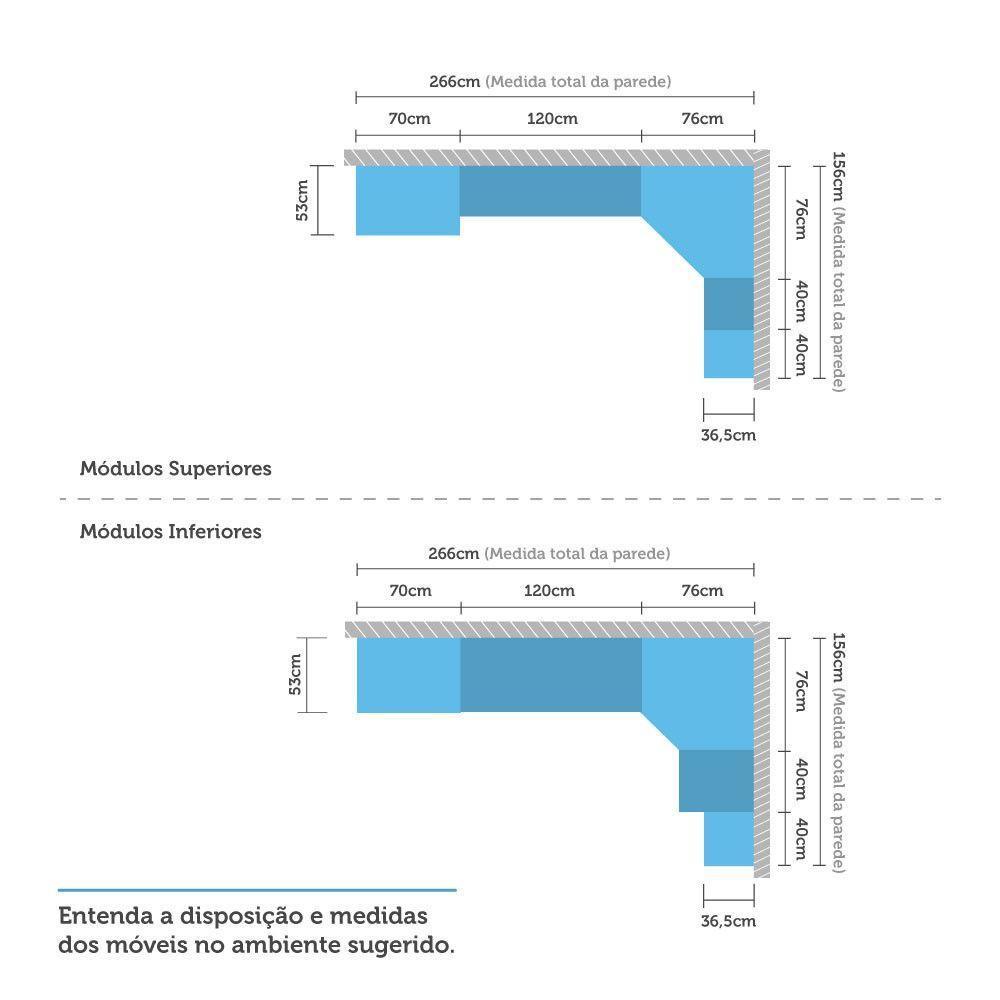 Cozinha Modulada Completa 8 Peças Com Tampo Branco Cristal - 4
