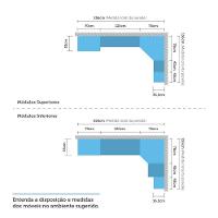 Cozinha Modulada Completa 8 Peças Com Tampo Branco Cristal