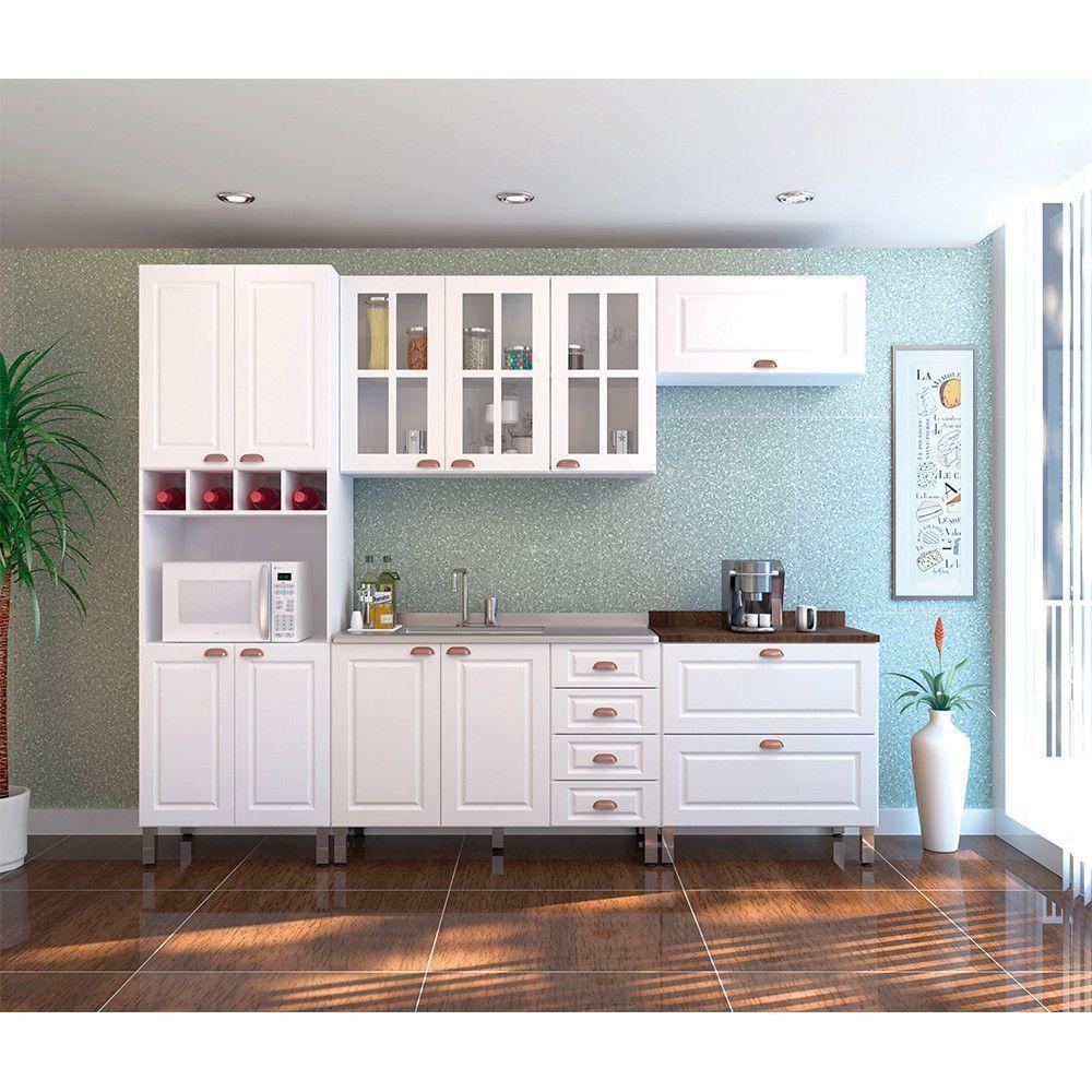 Cozinha Modulada 5 Peças Branco Cristal Branco - 1