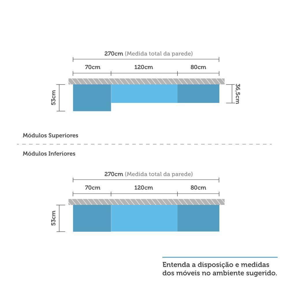 Cozinha Modulada 5 Peças Branco Cristal Branco - 4