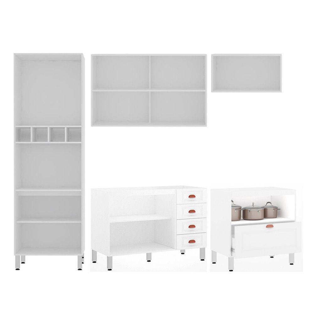 Cozinha Modulada 5 Peças Branco Cristal Branco - 6