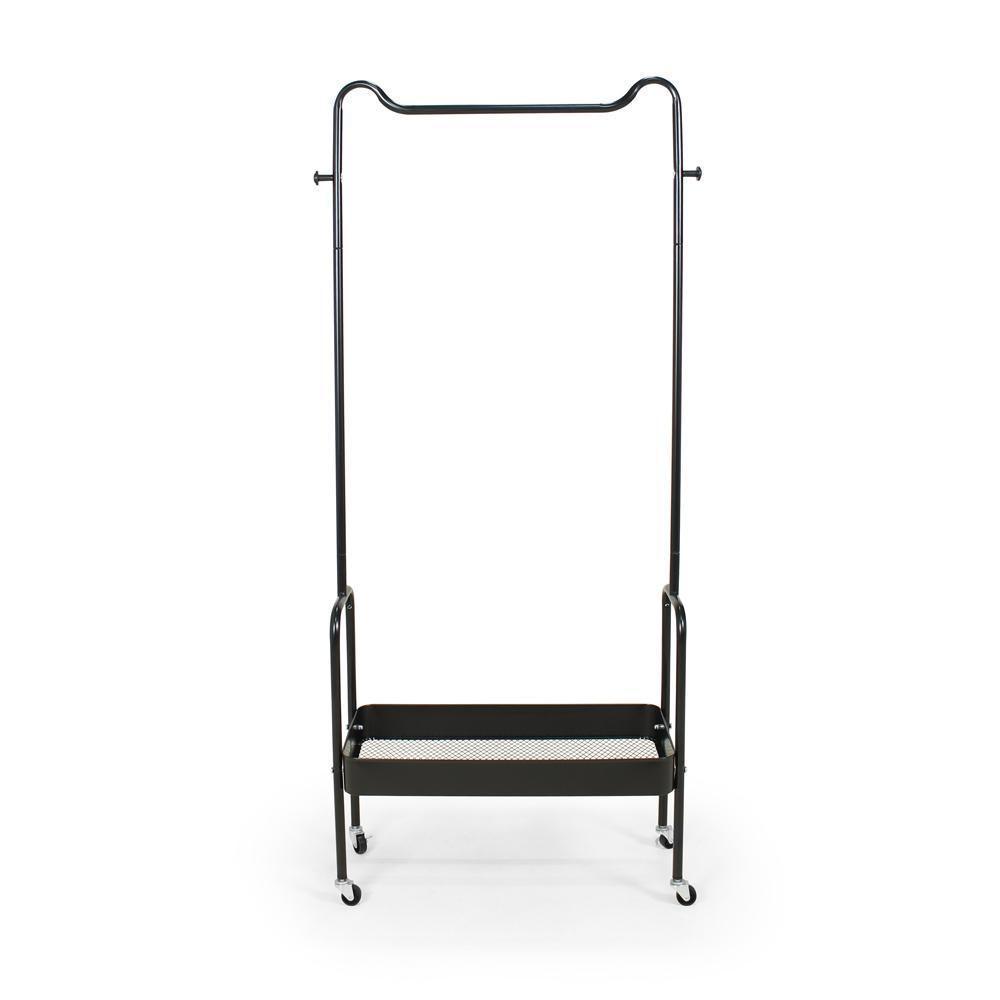 Arara De Roupas Multiuso Com Sapateira E Rodízios Em Ferro - Preto - 1