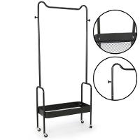 Arara De Roupas Multiuso Com Sapateira E Rodízios Em Ferro - Preto