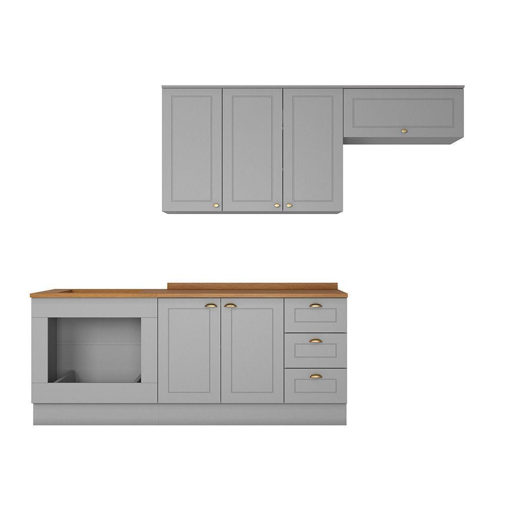 Cozinha Compacta Com Balcão Forno De Embutir Amy Casa 812 Cinza - 2