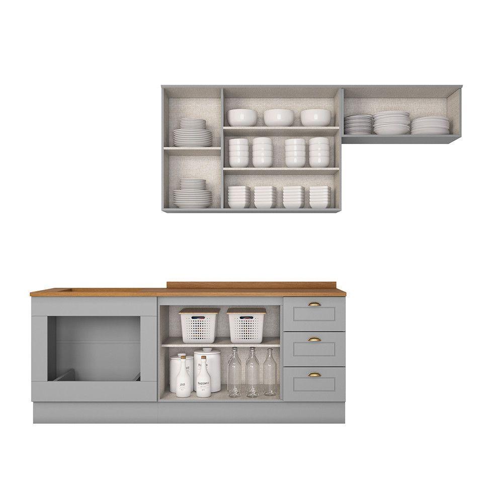 Cozinha Compacta Com Balcão Forno De Embutir Amy Casa 812 Cinza - 3