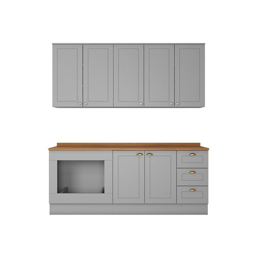 Cozinha Compacta Com Módulo Forno De Embutir Amy Casa 812 Cinza - 2