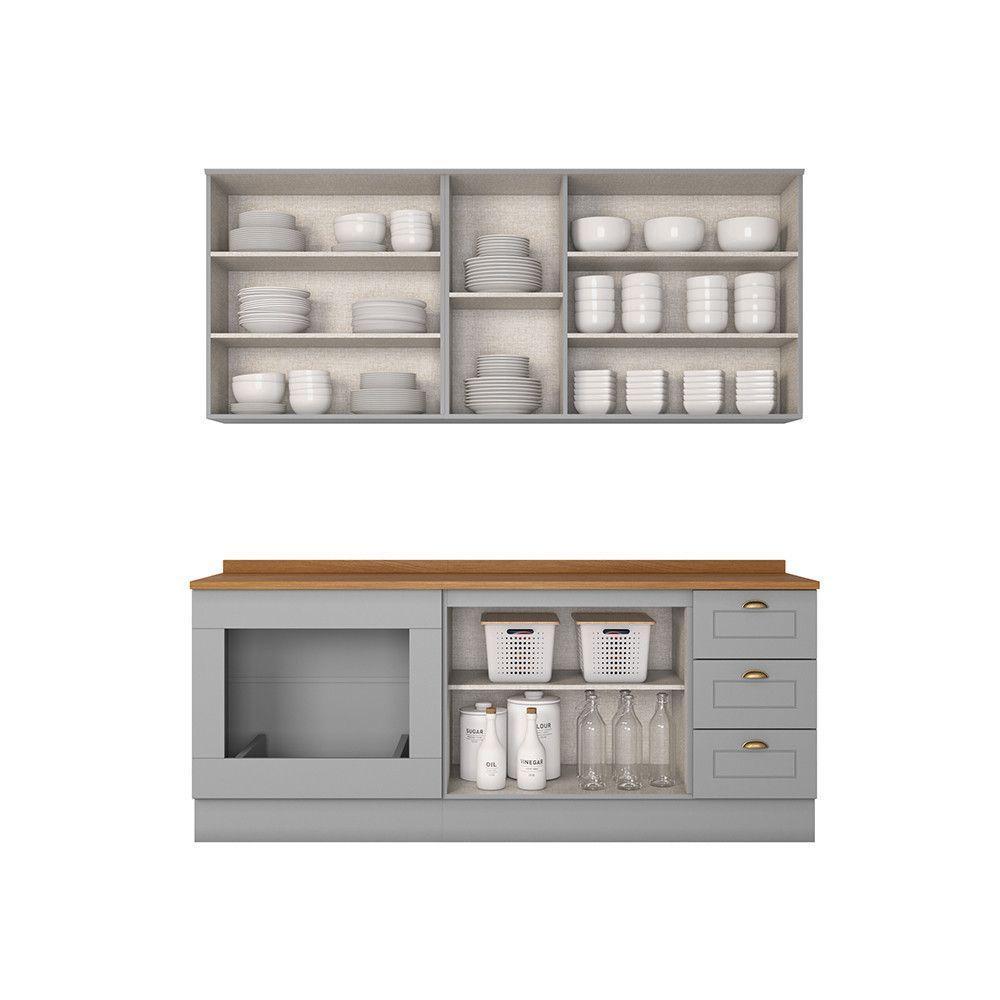 Cozinha Compacta Com Módulo Forno De Embutir Amy Casa 812 Cinza - 3