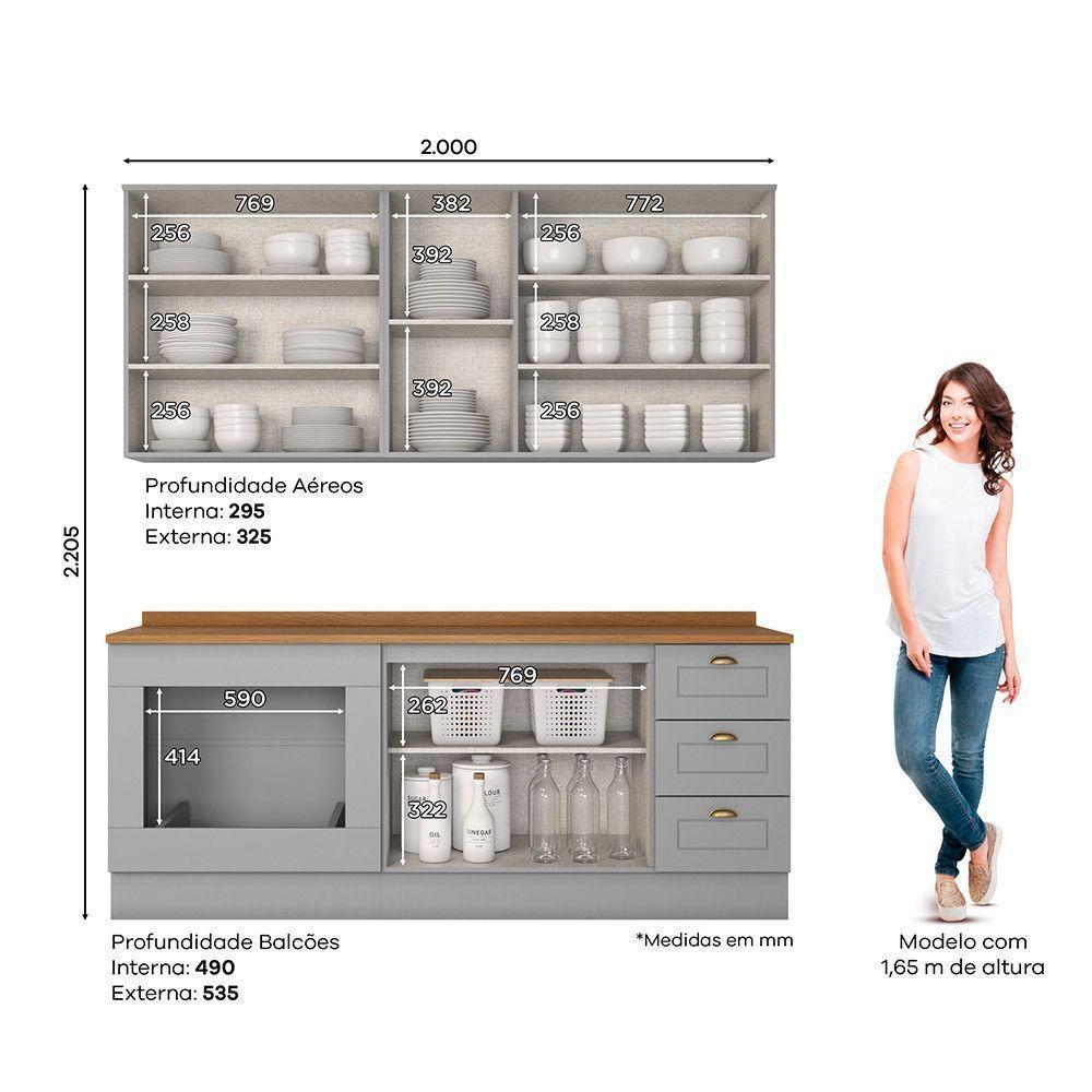 Cozinha Compacta Com Módulo Forno De Embutir Amy Casa 812 Cinza - 4