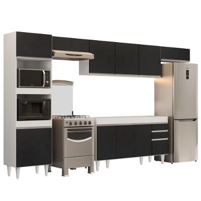 Armário De Cozinha Modulada 5 Peças Cp13 Balcão Sem Tampo Branco/preto - Lumil