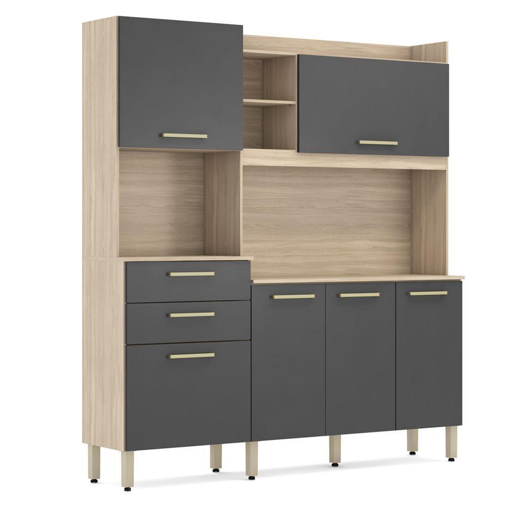 Cozinha Compacta Select 6 Portas 2 Gavetas Grafito 96211 - 1