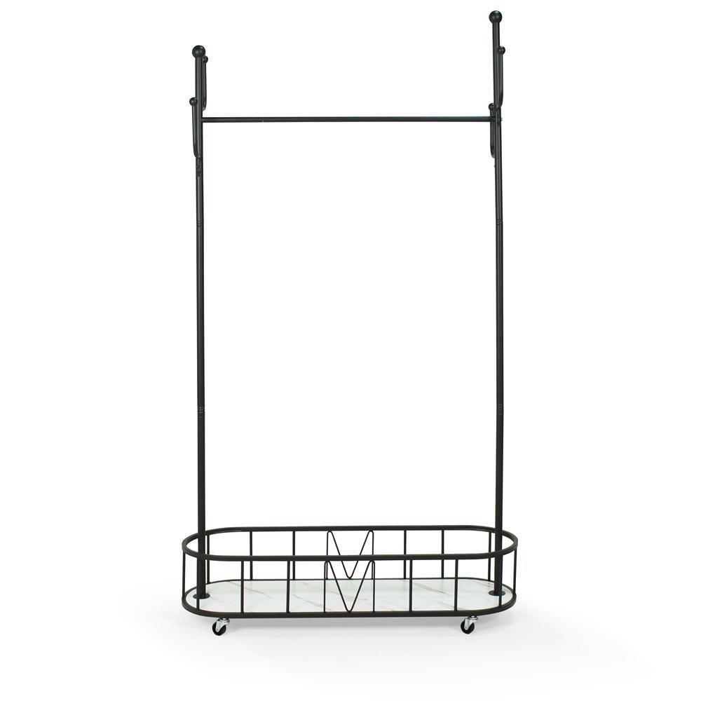 Cabideiro De Chão Grande Com Sapateira E Rodízios - Preto - 5