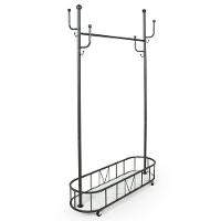 Cabideiro De Chão Grande Com Sapateira E Rodízios - Preto - 1