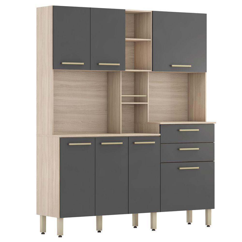 Cozinha Compacta Encanto 7 Portas 2 Gavetas Grafito - 1