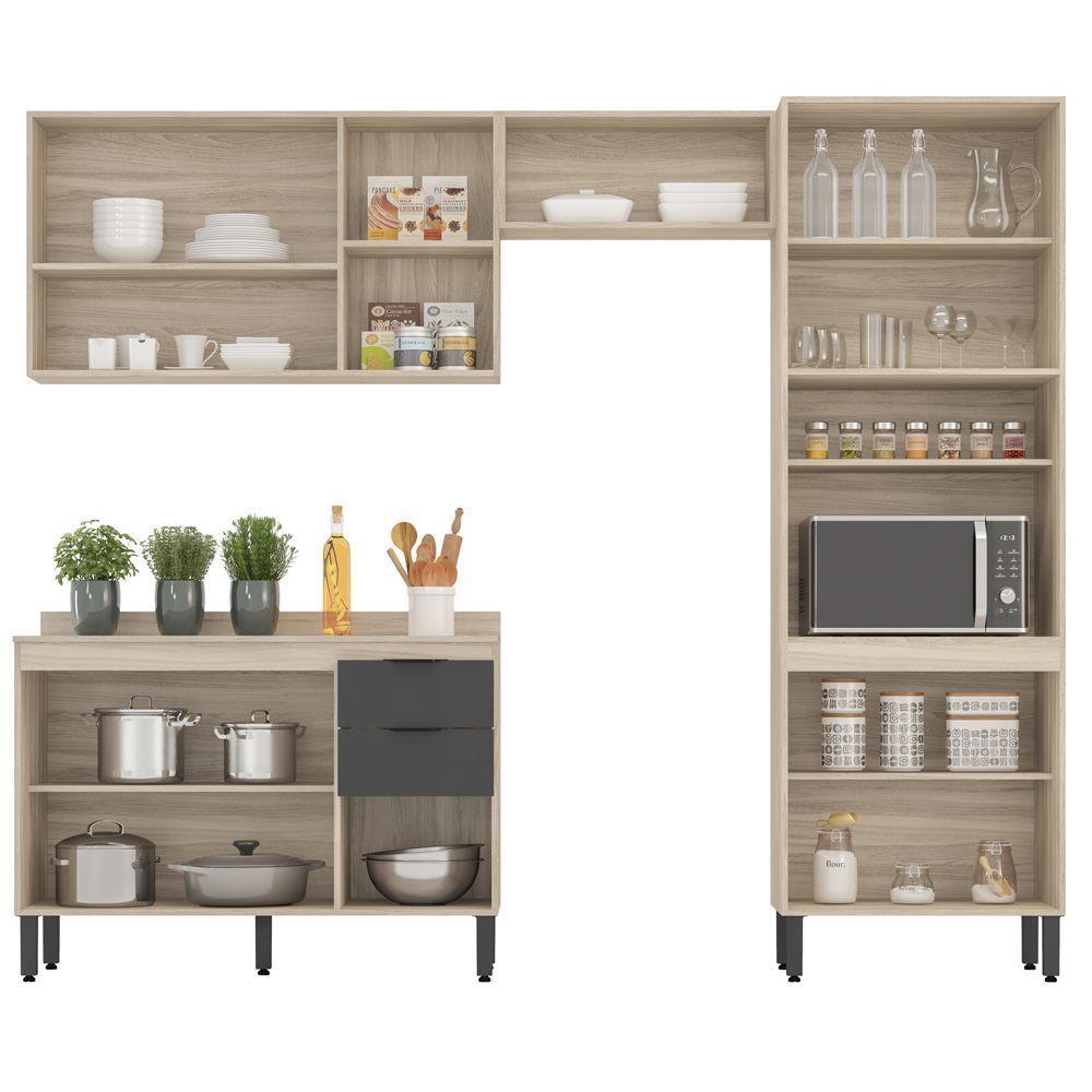 Cozinha Completa Modular 5 Peças Composição 2 Touch Grafito - 3