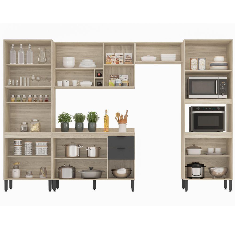Cozinha Completa Modular 6 Peças Composição 1 Touch Grafito - 2