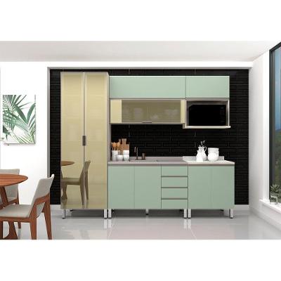 Armário de Cozinha Compacta Luci 10 Portas 4 Gavetas MDF 120cm Verde Jade