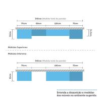 Armário De Cozinha 5 Peças Com Tampo Vanilla Com Cinza - 5
