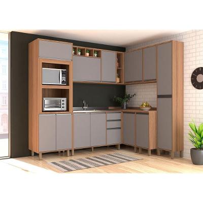 Armário de Cozinha Completa Vanilla-cinza Puro 15 Portas 3 Gavetas MDF Cinza