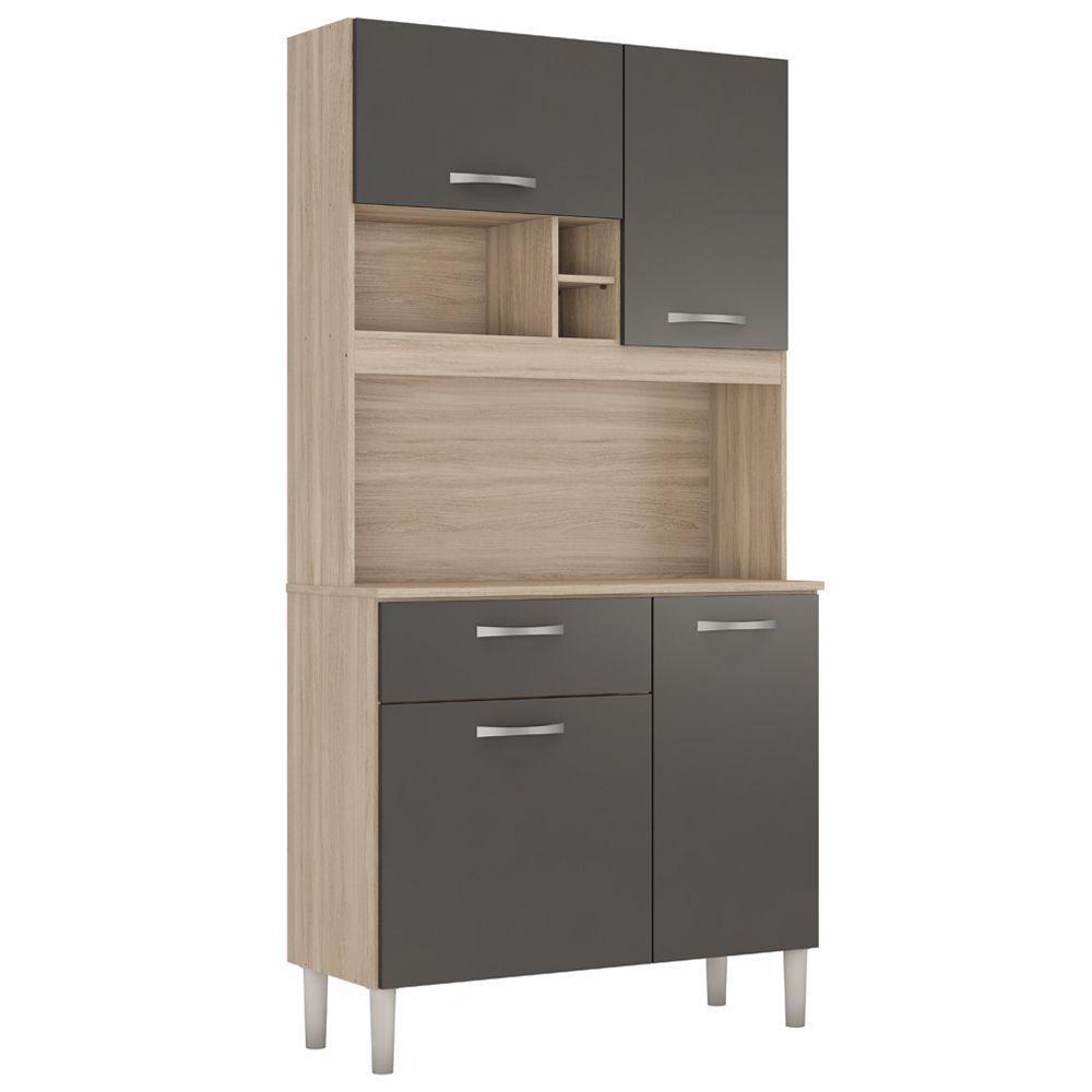 Cozinha Compacta Malta 4 Portas 1 Gaveta Touch Grafito 91401 - 1
