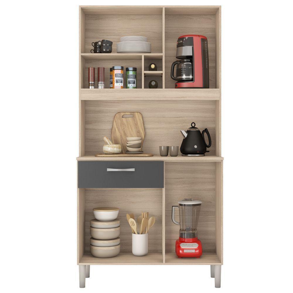 Cozinha Compacta Malta 4 Portas 1 Gaveta Touch Grafito 91401 - 3