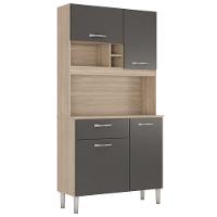 Cozinha Compacta Malta 4 Portas 1 Gaveta Touch Grafito 91401 - 1